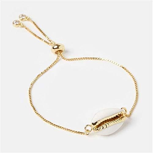 Place MJJKIO Pulseras de Concha de Cowrie de Color Dorado para Mujeres Pulsera