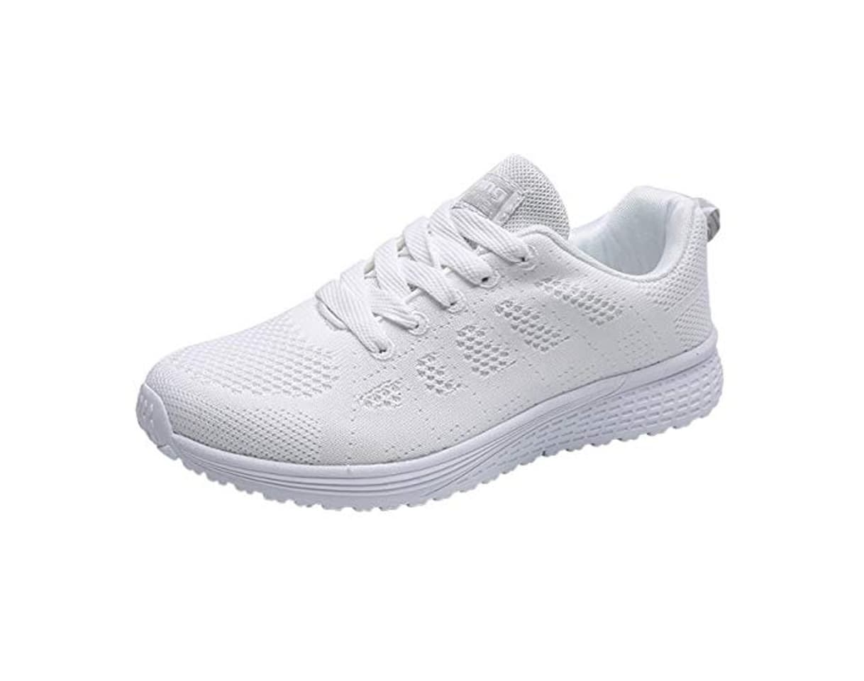 Product Decai Mujeres Zapatillas de Deportivos de Running para Mujer Gimnasia Ligero Sneakers Malla Transpirable con Cordones Zapatillas Deportivas para Correr Fitness Atlético Caminar Zapatos Blanco 36 EU