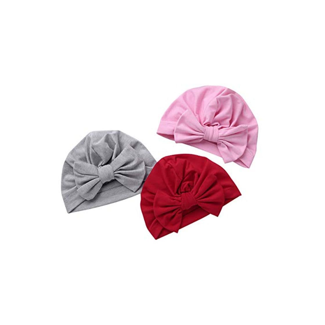 Fashion iiniim 3 Piezas Bebé Recién Nacido Gorros Algodón Invierno Cálido Sombrero Suave Gorro de Capucha Infantil Turbante Niño Niña Baby Hat Beanie Head Wrap Tapa Turban I One Size