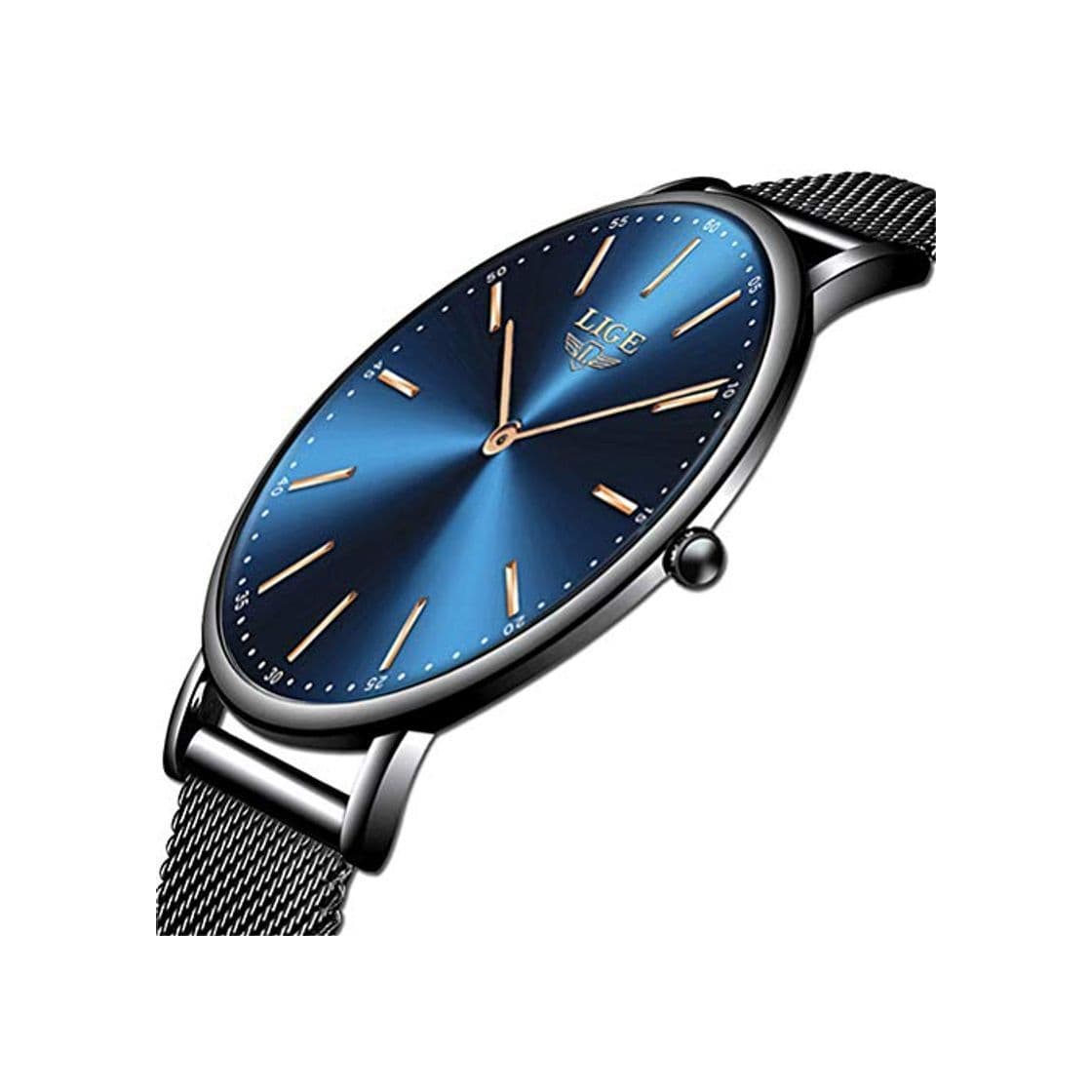 Moda LIGE Relojes Hombre Azul Ultrafino Impermeable Acero Inoxidable Reloj Hombre Moda Simple