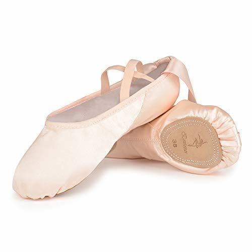 Moda Bezioner Zapatillas de Ballet Suela Partida Satín Zapatos de Danza y Gimnasia