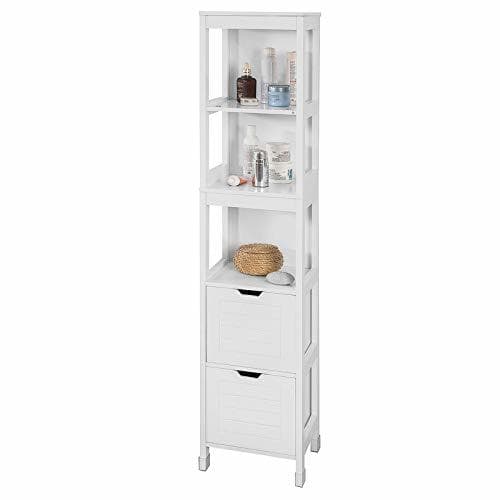 Elemento de la categoría hogar SoBuy Mueble Columna de Baño, Armario para Baño Alto,Estanterías de Baño-2 Puertas