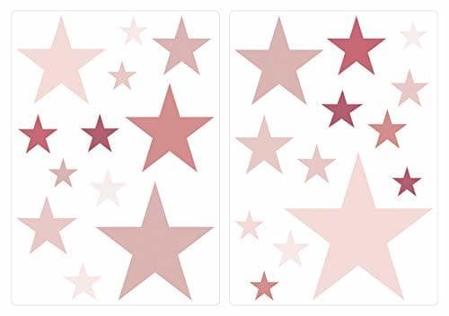 Place dekodino® Pegatina de pared estrellas rosa oscuro cuarto del bebé ornato set