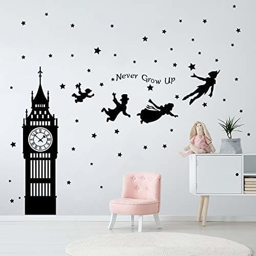 Producto decalmile Pegatinas de Pared Peter Pan Big Ben Estrellas Vinilos Decorativos Niños