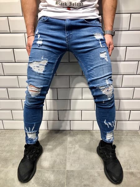 Product Hombres Jeans Pantalones lápiz Pantalones Largos con Cremallera Vestido de Calle Moda