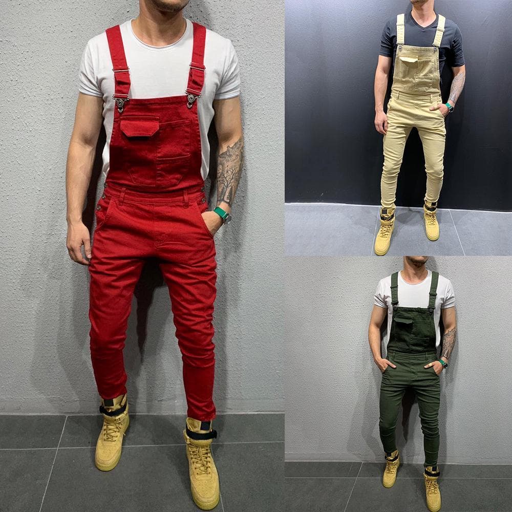 Product Pantalones Vaqueros Cortos de Hombres Jumpsuit Pantalones con Peto Streetwear Lavados Jeans