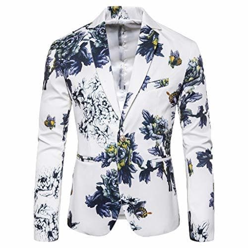 Product ACEBABY Traje Hombre Moda Estampado de Flores Slim Fit Manga Larga Chaqueta