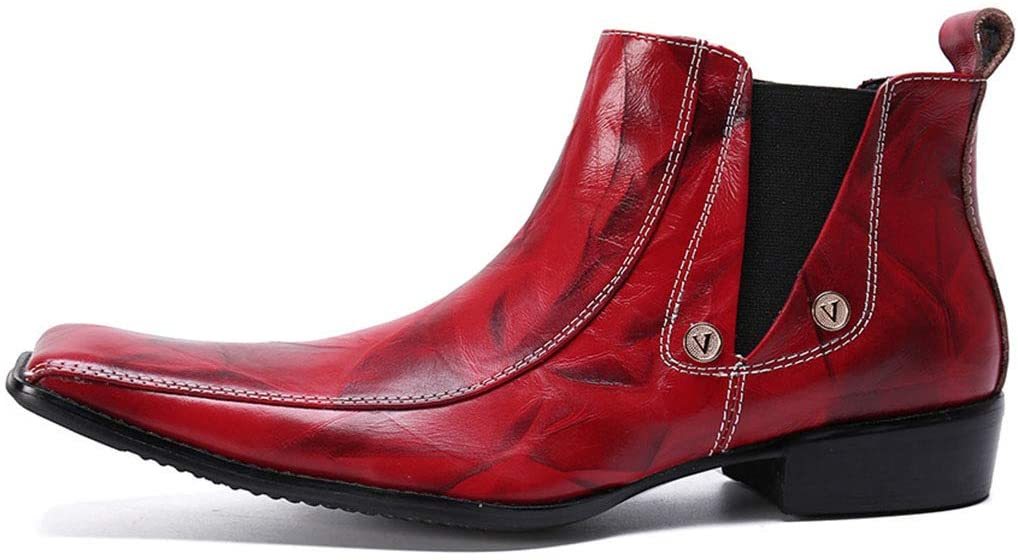 Place Wangxyan Botas Vaqueras Occidentales para Hombre Zapatos de Cuero de Tobillo Botas