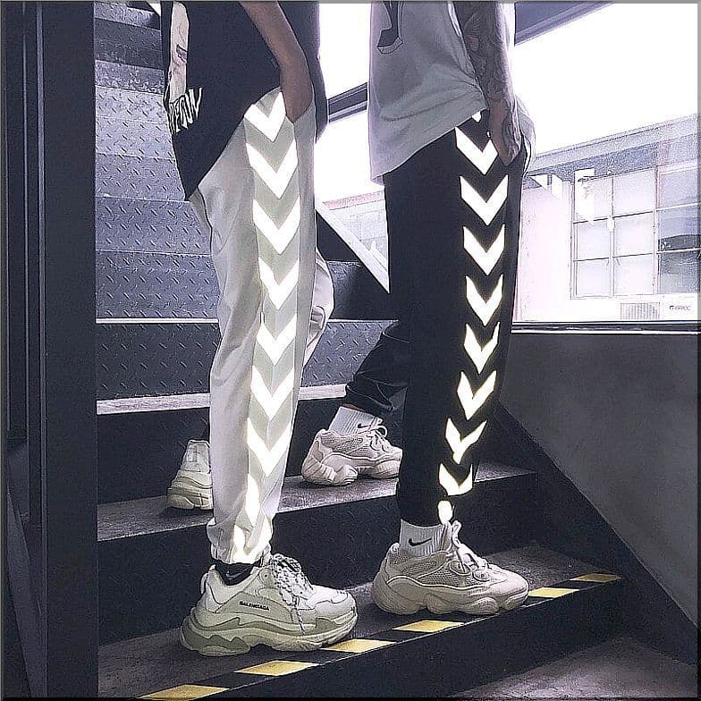 Producto Reflective Luminous Moda Hombre Hip Hop Street Dance Jogging Pantalones Reflectantes