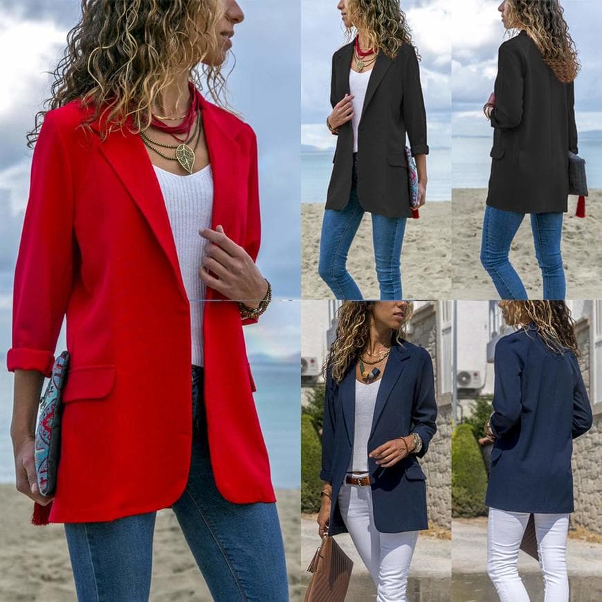 Product Primavera y Otoño Chaquetas de Traje Mujeres Casual Manga Larga Tops Blazers