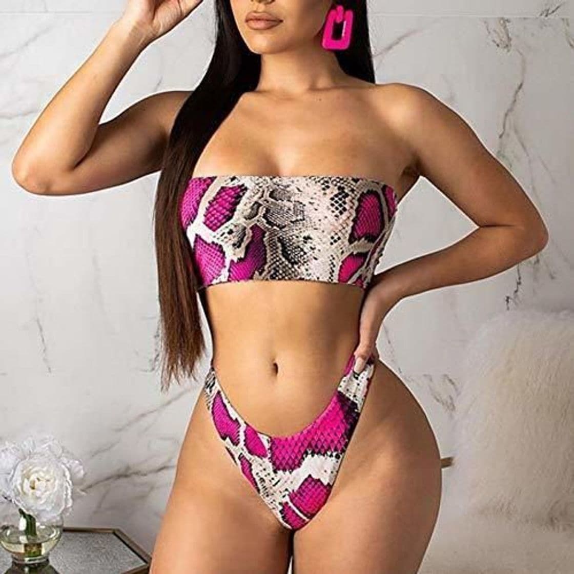 Product FHRSO Bikini de Cintura Alta con Estampado de Leopardo Traje de baño