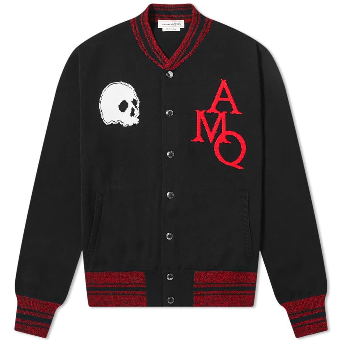 Moda Alexander McQueen Skull AMQ Varsity Jacket Black | END.