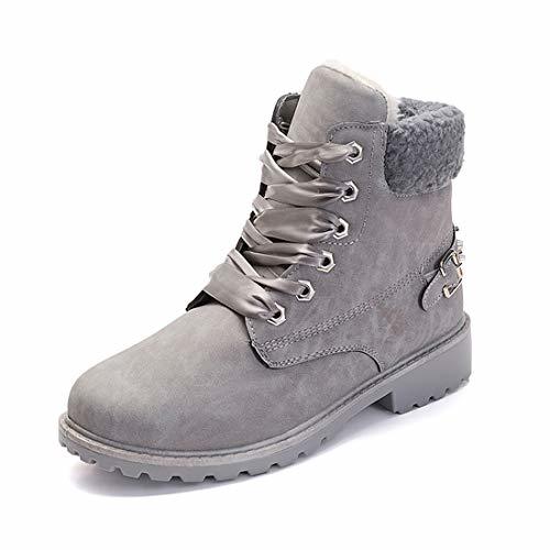 Moda Botas Nieve Mujer Otoño Invierno Calentar Piel Forro Botines Retro Snow Boots