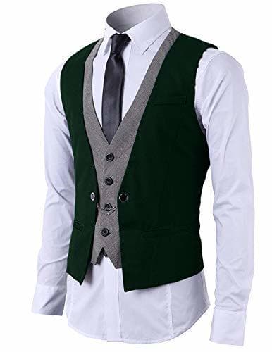 Place STTLZMC Hombre Chaleco de Traje Blazers Waistcoat sin Manga 2in1 Formal Boda