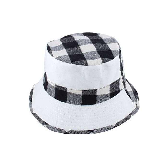 Product DealMux Fisherman Exterior Caça Pesca Bucket Plaid Pattern Side Duplo Moda Praia