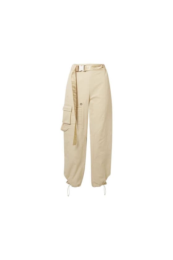 Product Belted cotton-blend drill tapered pants