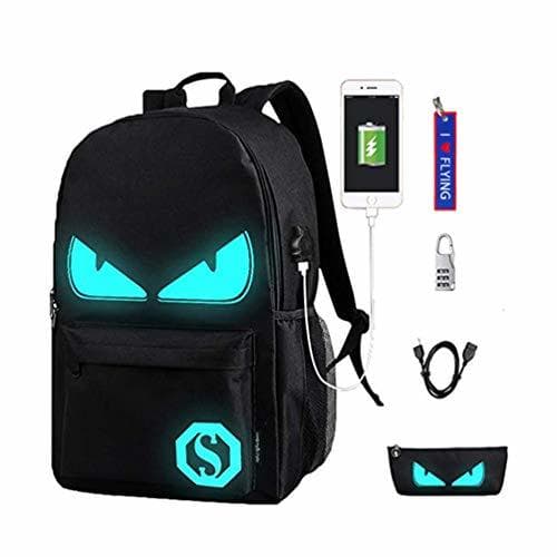 Place WYCY Anime Cartoon Luminous Backpack Mochila de Moda con Puerto de Carga