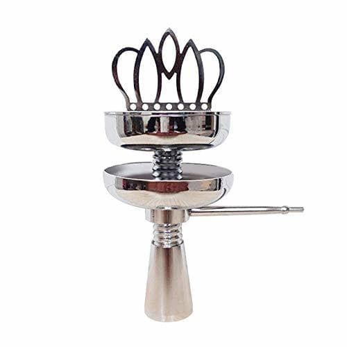 Lugar Shisha Hookah Crown Head Bowl Set Charcoal Holder Quemador Hookhas Accesorios-Plata