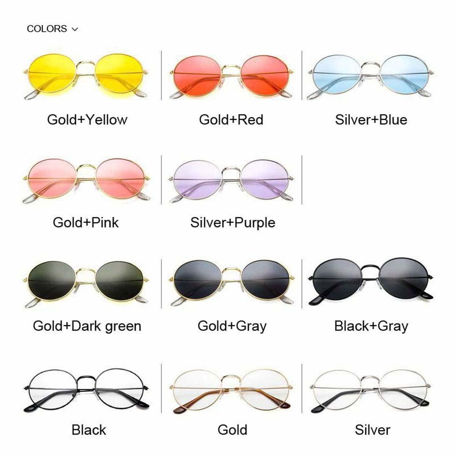 Lugar OULN1Y Gafas de sol Ocean Yellow Red Round Sun Glasses For Women