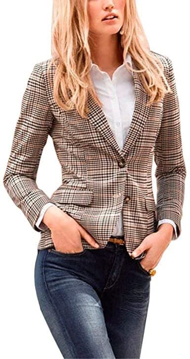 Moda Elegantes Mujer Patchwork Traje Blazer Chaqueta Americana Chaqueta Abrigos Otoño Moda A