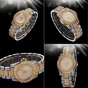 Fashion ManChDa Reloj para Mujer Iced out Hip Hop Bling Bling Relojes de