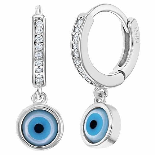 Lugar Aretes de plata de ley 925 con diseño de ojo malvado griego