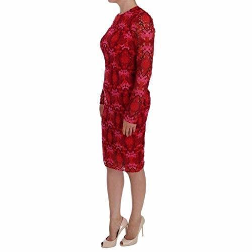 Producto Dolce & Gabbana Vestido de Vaina de Ricamo, diseño Floral, Color Rojo