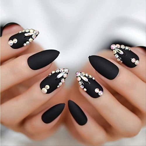 Product Gemas Glitter Stiletto Mate Uñas postizas Almendra Nail Art Tips Diamantes de