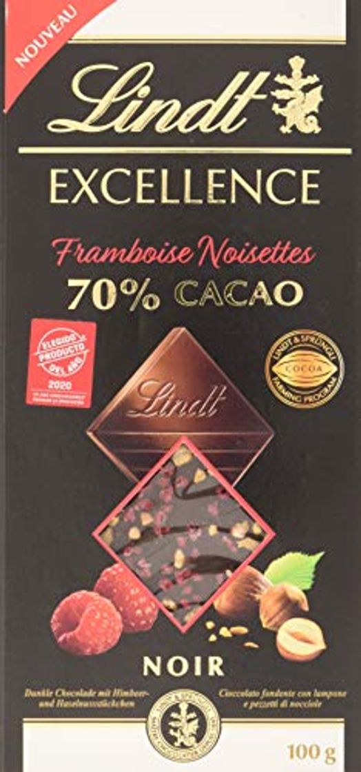 Producto Lindt Excellence 70% Cacao Frambuesa y Avellanas