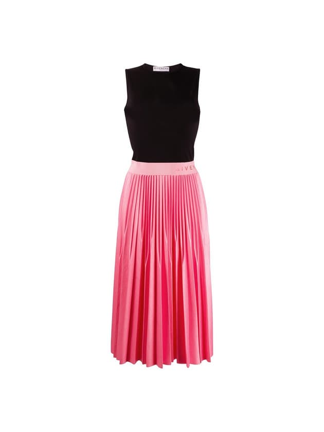 Product two tone pleated midi dress