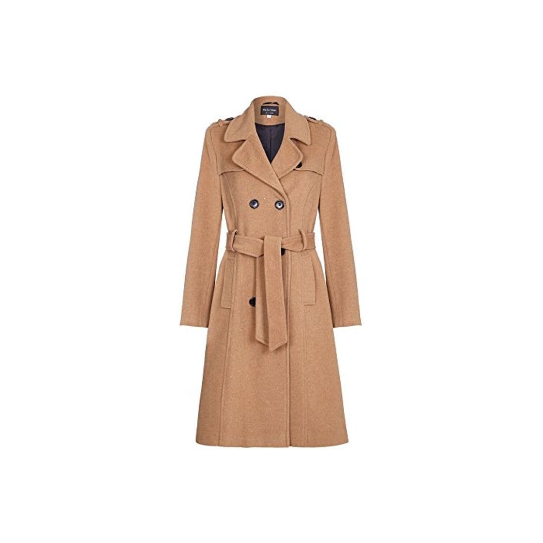 Product De La Crème - Womens Wool & Cashmere Belted Long Military Trench