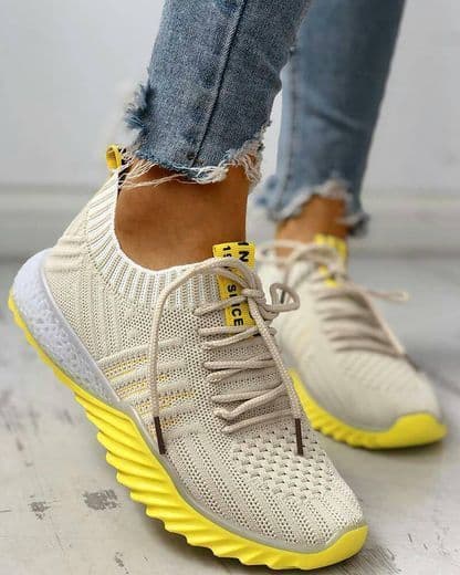 Moda COLORBLOCK KNITTED BREATHABLE LACE-UP YEEZY SNEAKERS