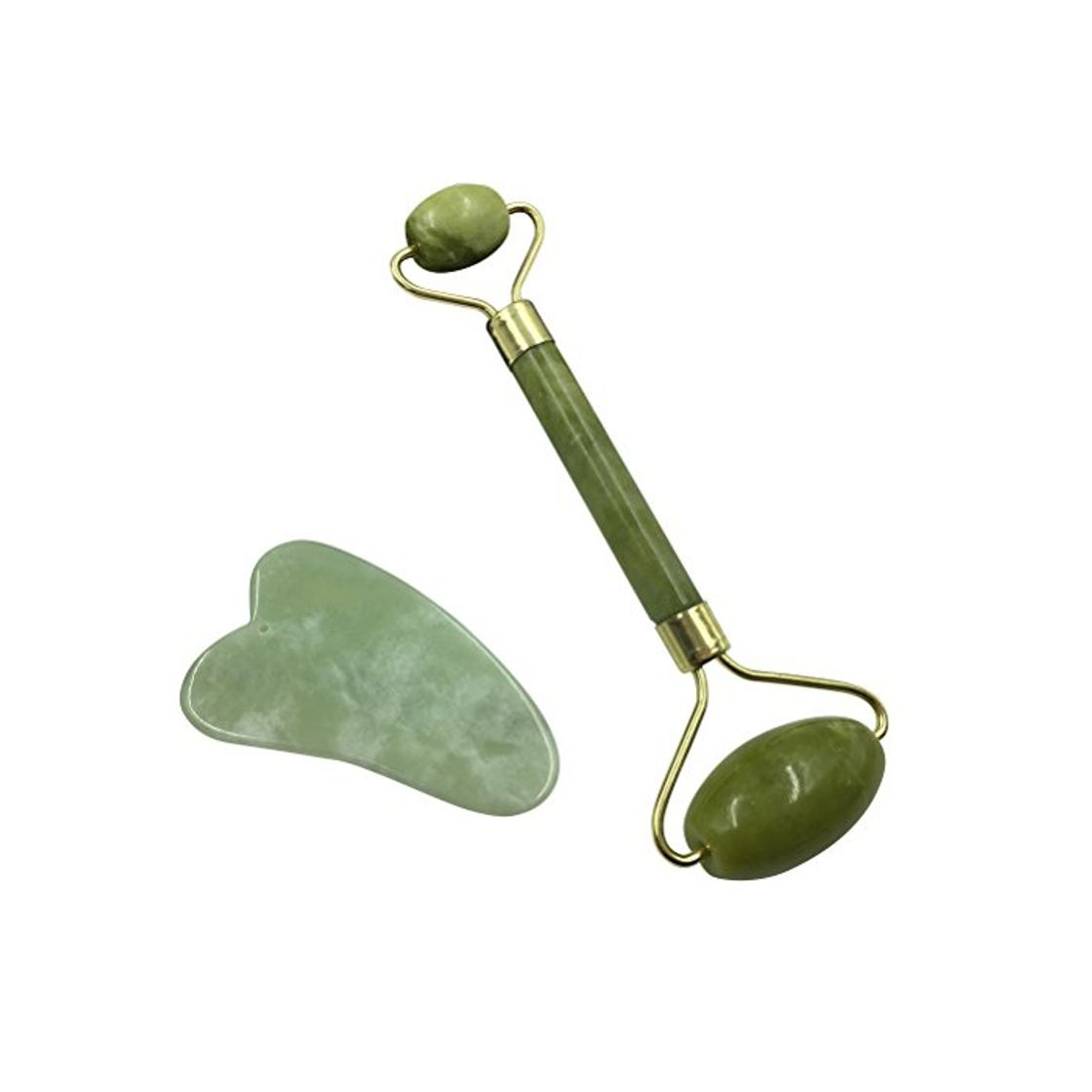 Belleza Frcolor Anti-envejecimiento Jade Roller Therapy y Gua Sha Scraping Tool Set Natural