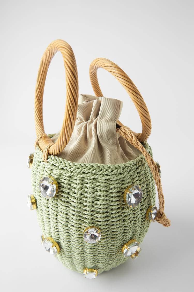 Product Zara Basket Bag With Rhinestone Details