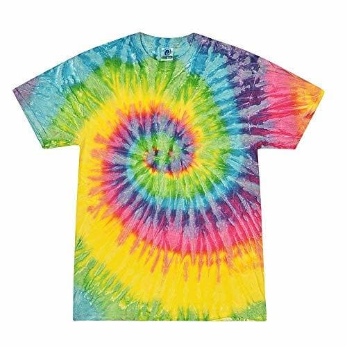 Fashion Colortone Rainbow Tie Dye Top de Manga Corta Camiseta de la Mujer