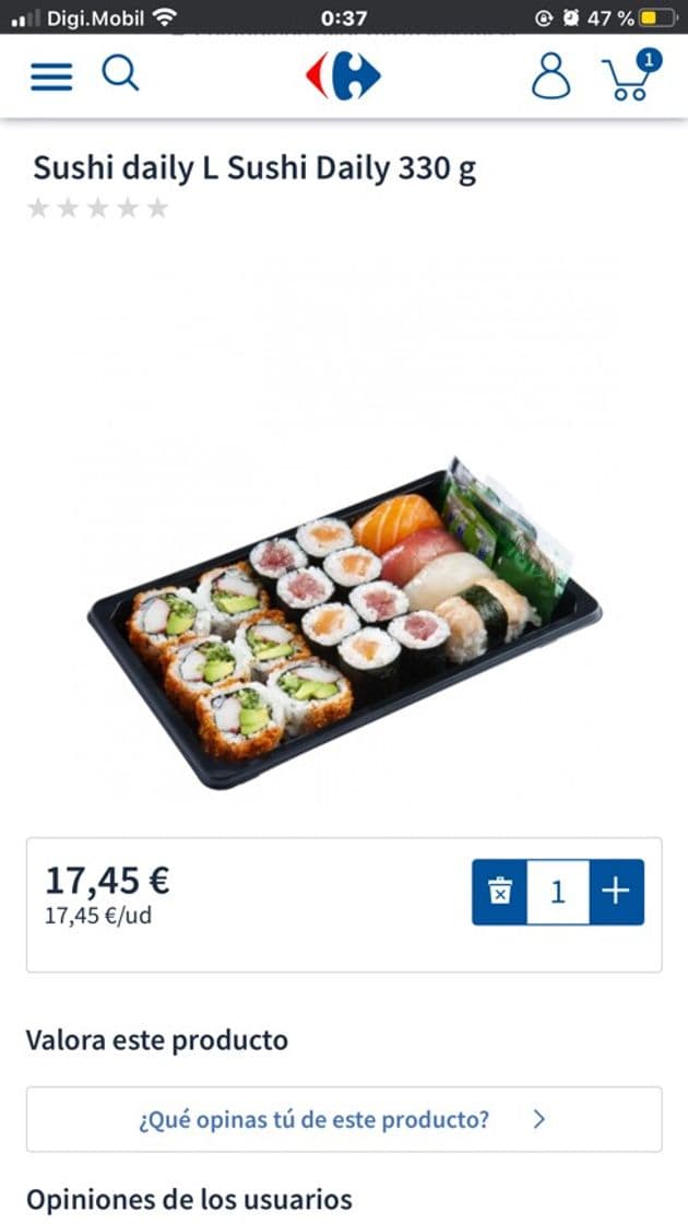 Restaurantes Bandeja Sushi Daily 18pzs 330g