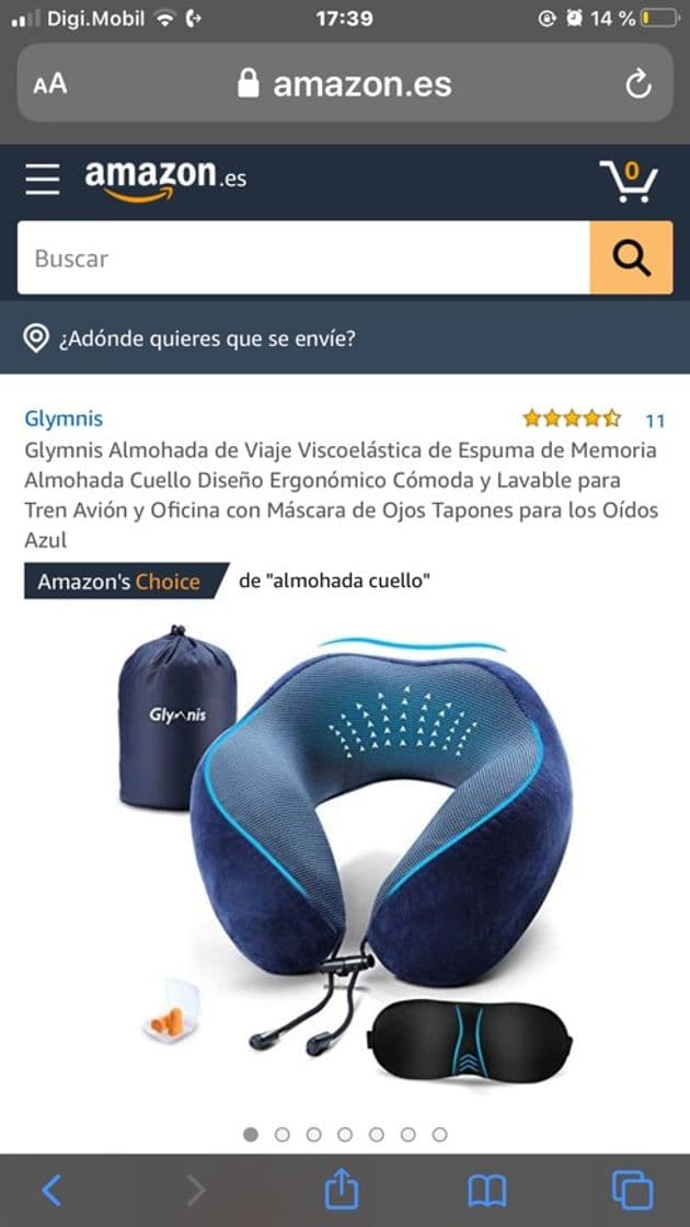 Producto Almohada de viaje mas antifaz y tapones oidos 