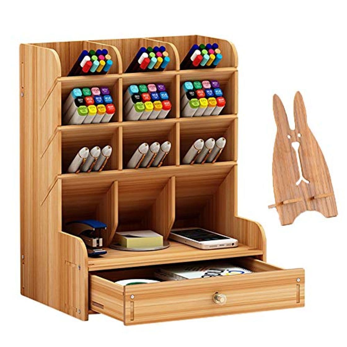 Product Marbrasse Organizador de escritorio de madera, multifuncional, para escritorio, papelería, hogar, oficina,