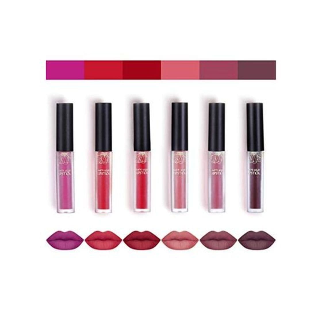 Beauty Luckyfine 6 Piezas Lápiz Labial Líquido Mate de Larga Duración Kit de