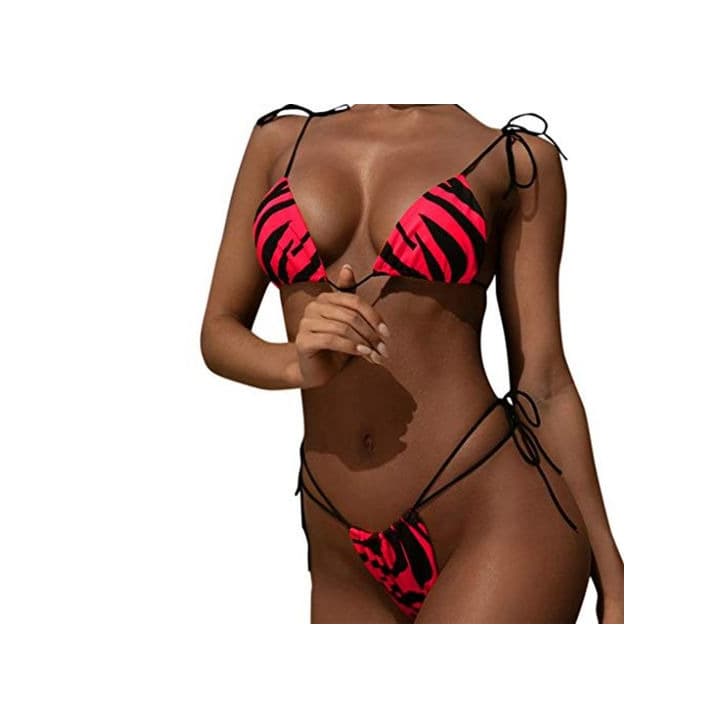 Product riou Bikinis Mujer 2019 Push up Bikini de Tres Puntos con Estampado de Cebra y Tira Mujeres Conjunto de Traje de BañO Brasileños Bañador Ropa de Dos Piezas vikinis