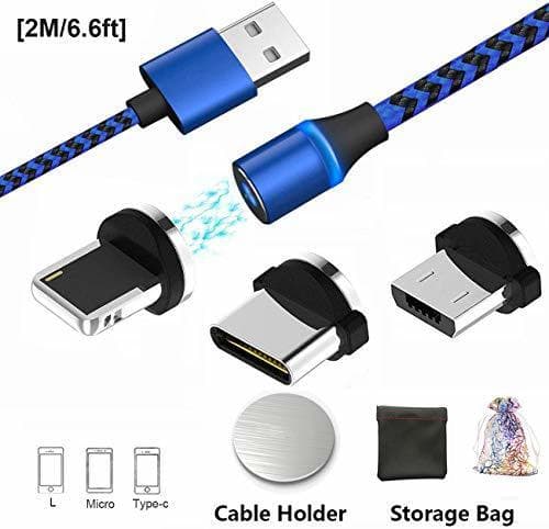 Electronic Cable USB de carga magnética con LED Micro USB Tipo C, Adaptadores