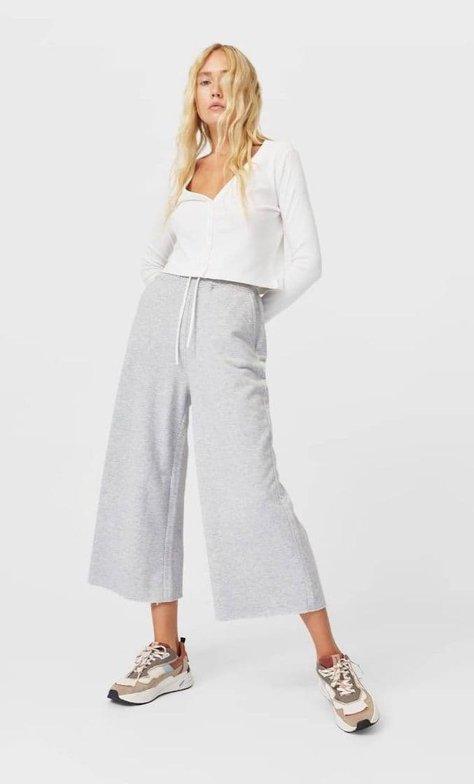 Fashion Pantalón culotte de felpa gris