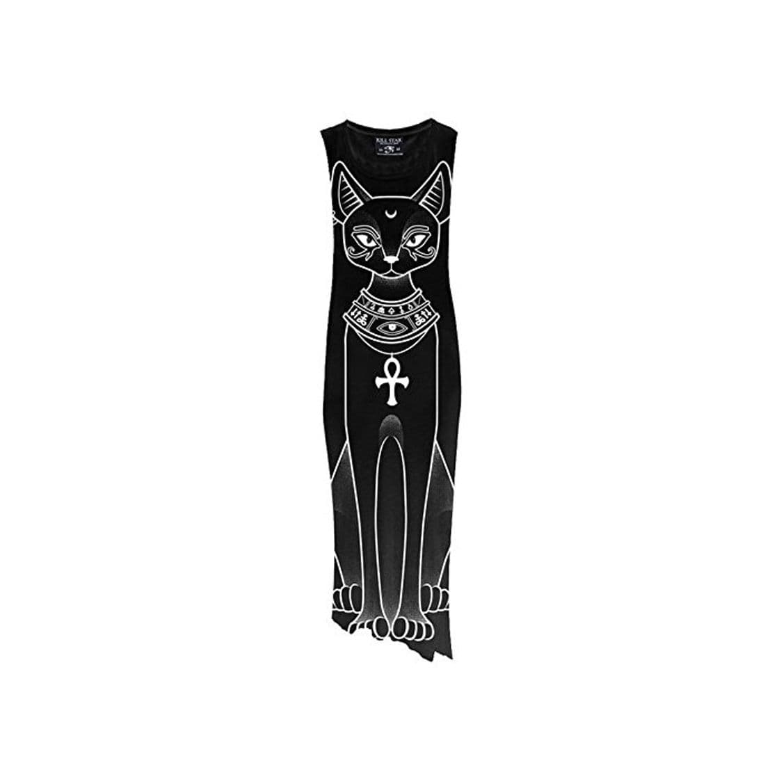 Fashion Kill Star Mujer Maxi Vestido okkult – Rafia Long Dress de Viscosa Negro 42