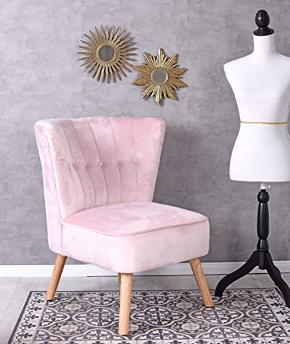 Product Unbekannt Vintage Sillón Color Rosa terciopelo terciopelo silla años 50 estilo cocktail silla Palazzo Exklusiv