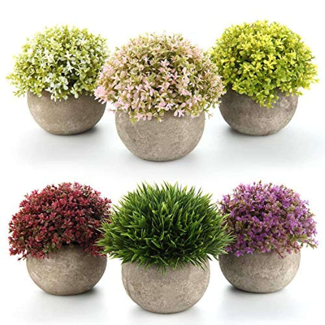 Producto T4U Plantas Artificiales Plásticas Flor Decorativa en Maceta Lleno de Color para Oficina en Casa Paquete de 6