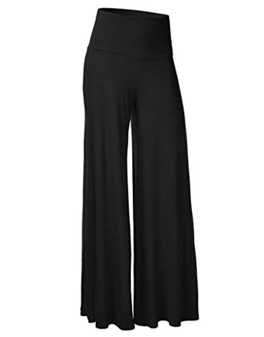 Place ZKOO Mujeres Ancho Pierna Palazzo Pantalones Cintura Elástica Holgados Flojos Suave Casual