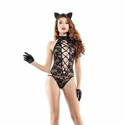 Product EVBEA Lencería Mujer Erótica Provocativa Babydoll Sexy Vestido Negro Encaje Lencería Erótica