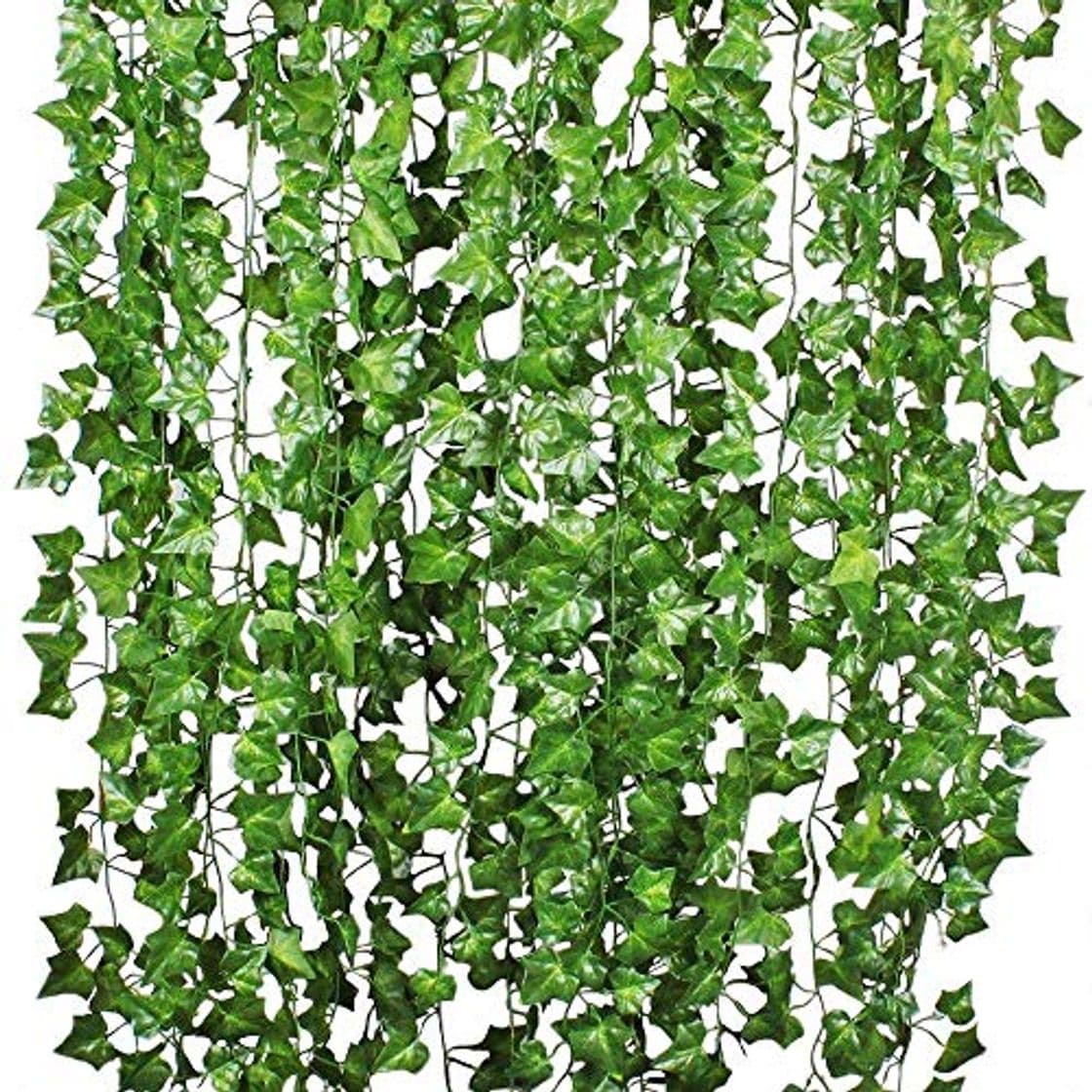 Producto Natuce Hiedra Artificial 12 Piezas 24M Plantas Artificiales Decoracion Hiedra Guirnalda Colgantes de Plastico y Tela para Boda Fiesta Jardín Exterior Decoración de la Pared Verde