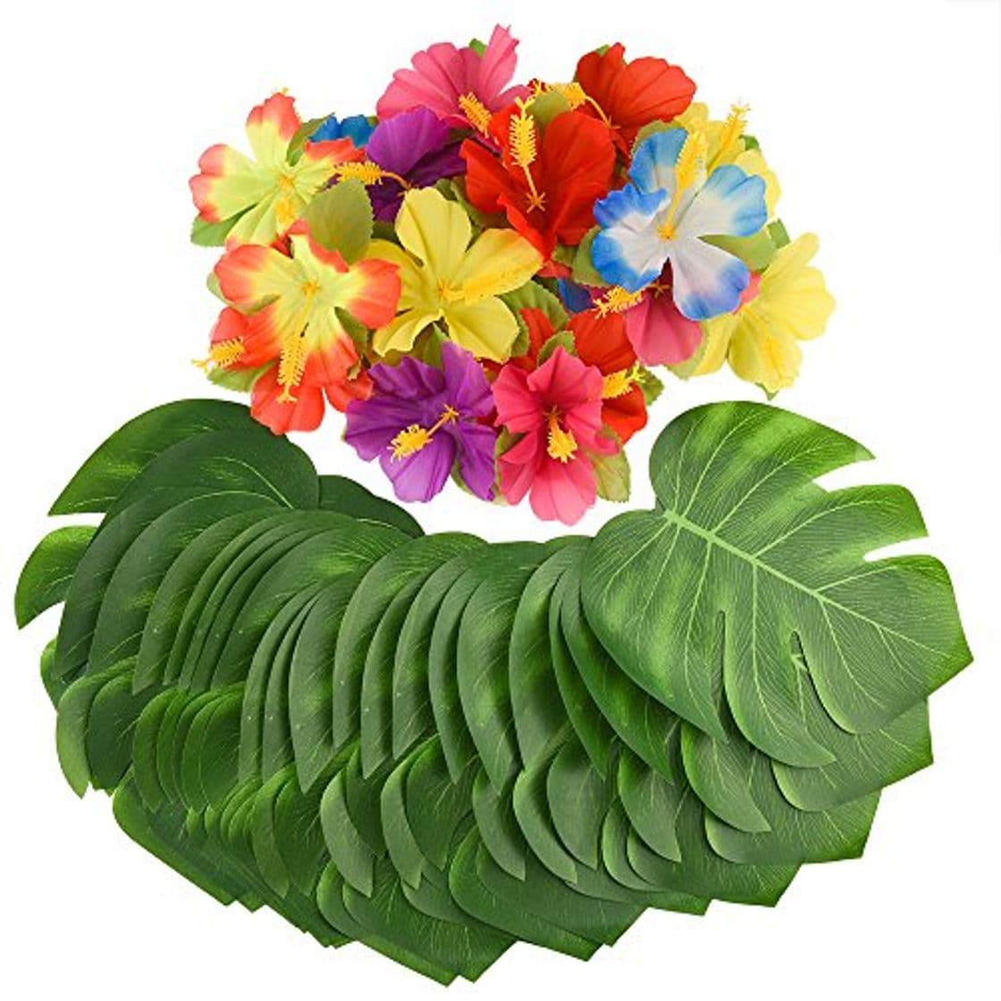 Producto Kuuqa 60 piezas decoraciones de fiesta tropical Hojas de palmera tropical de