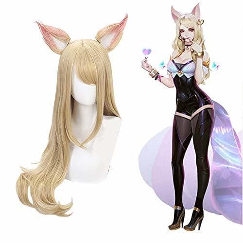 Product Ani·Lnc peluca Juego de caracteres LOL K/DA Ahri Cosplay Pelucas 80cm KDA